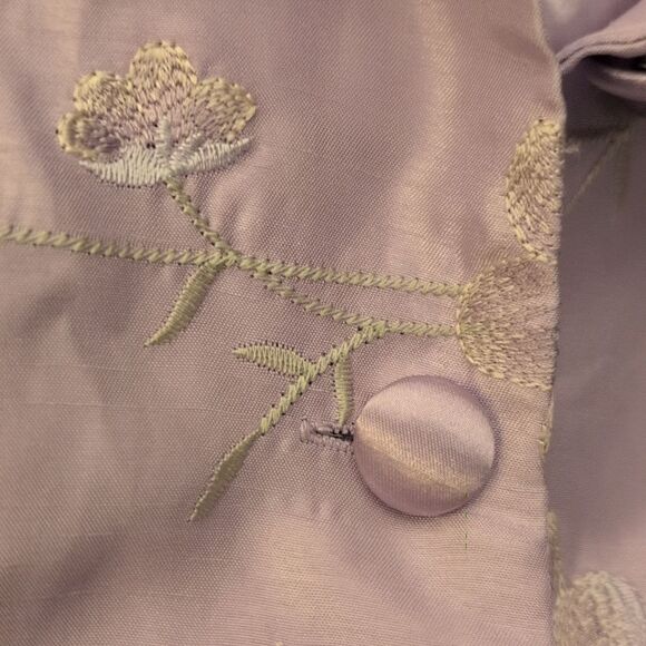 Girls Lavender Satin Floral Embroidered Y2K Dress Jacket Size‎ 4 - Picture 5 of 7